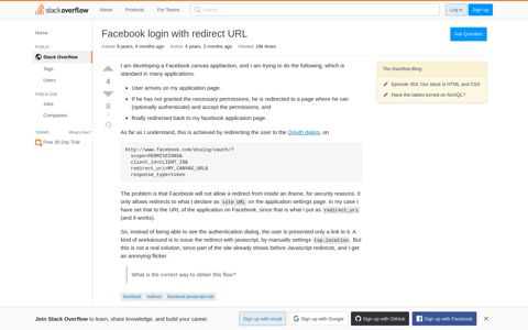 Facebook login with redirect URL - Stack Overflow