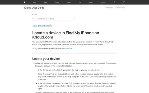 Locate a device in Find My iPhone on iCloud.com - Apple ...