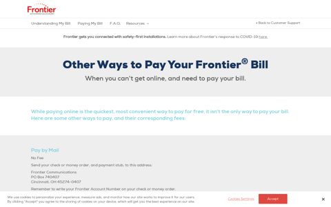 Customer Support - Other Ways To Pay Your Bill | Frontier