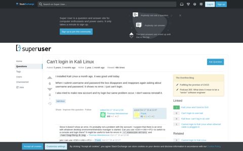 Can't login in Kali Linux - Super User