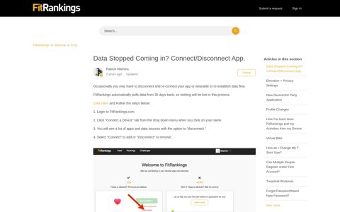 Data Stopped Coming in? Connect/Disconnect ... - FitRankings