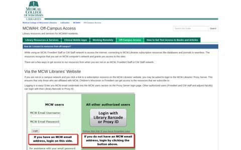 Off-Campus Access - MCWAH - LibGuides at Medical College ...