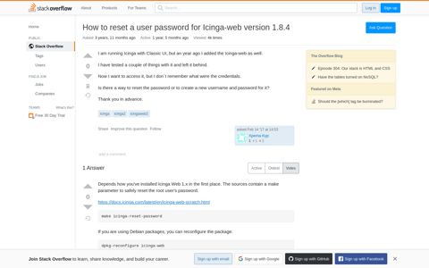 How to reset a user password for Icinga-web version 1.8.4 ...