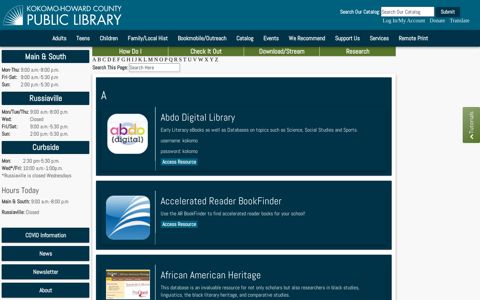 All Databases - Kokomo-Howard County Public Library