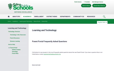 Learning and Technology / Portal FAQs - Edina Public Schools
