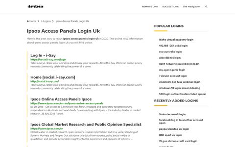 Ipsos Access Panels Login Uk ❤️ One Click Access - iLoveLogin