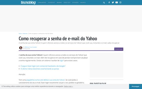 Como recuperar a senha de e-mail do Yahoo | Internet ...