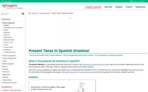 Present Tense in Spanish Grammar - Lingolia