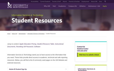 Student Resources - The University of Montevallo