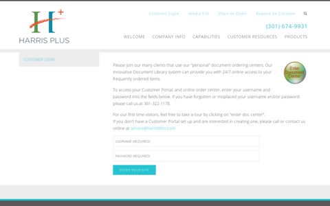Customer Portal : Customer Login - Harris Plus