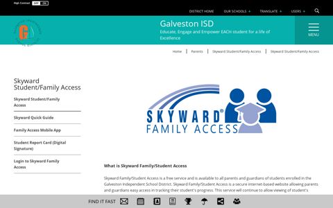 Skyward Student/Family Access - Galveston ISD
