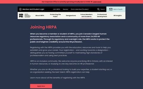 Future Members and Students - HRPA