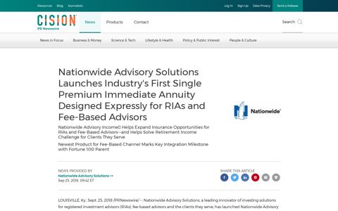 Nationwide Advisory Solutions Launches Industry's First ...