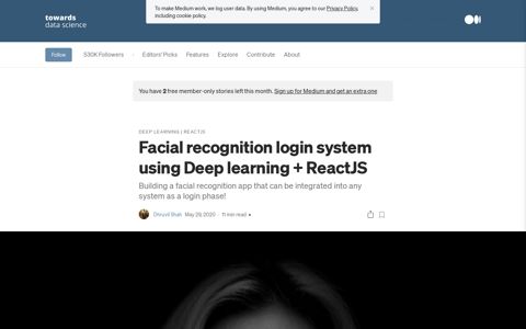 Facial recognition login system using Deep learning + ReactJS
