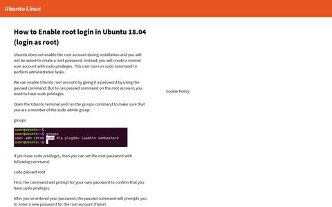 How to Enable root login in Ubuntu 18.04 (login as root)