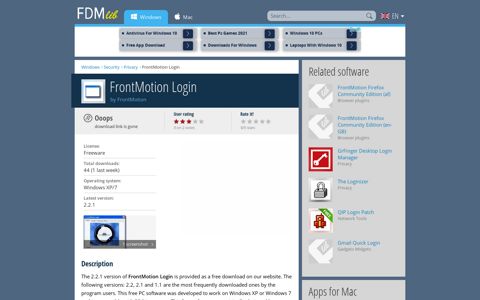 FrontMotion Login (free) download Windows version