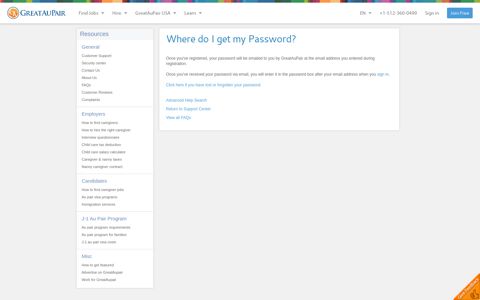 GreatAuPair Password | GreatAuPair FAQs