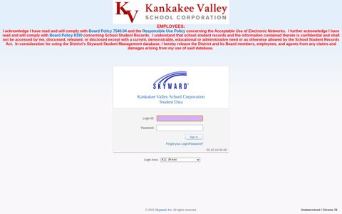 Kankakee Valley School Corporation Student Data - Login ...