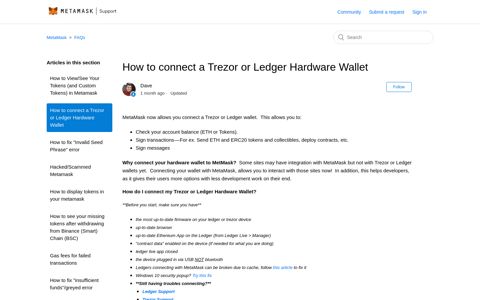 How to connect a Trezor or Ledger Hardware Wallet - MetaMask