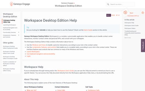 Workspace Desktop Edition Help - Genesys Documentation