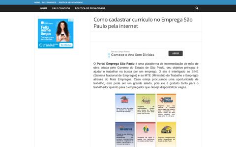 Como cadastrar currículo no Emprega São Paulo pela internet ...