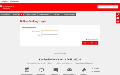 Login Online-Banking - Kreissparkasse Saarlouis