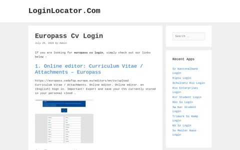 Europass Cv Login - LoginLocator.Com