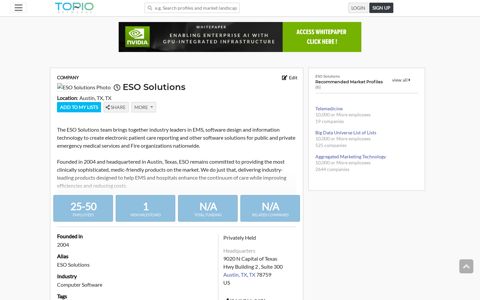 Company ESO Solutions News, Employees and Funding ...