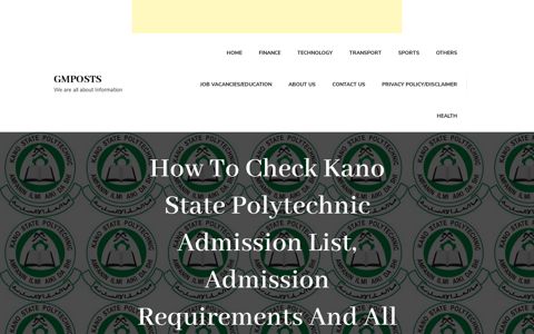 How To Check Kano State Polytechnic Admission List ...