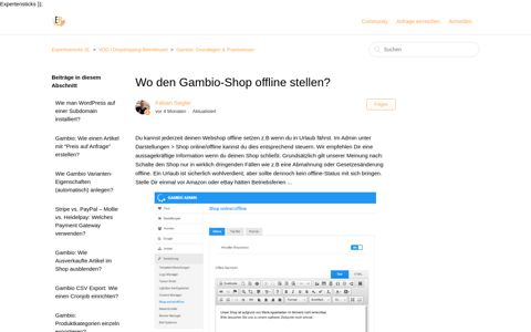 Wo den Gambio-Shop offline stellen? – Expertiserocks SL
