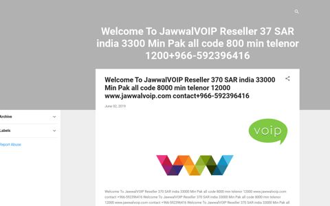 Welcome To JawwalVOIP Reseller 37 SAR india 3300 Min ...