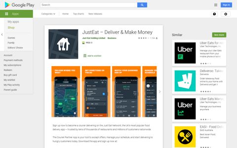 JustEat – Deliver & Make Money – Apps on Google Play