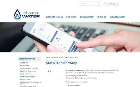 Start/Transfer/Stop - El Paso Water - CivicLive