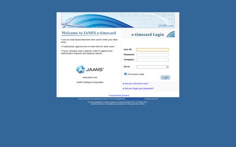 JAMIS e-timecard Time and Expense Login - JAMIS Software ...