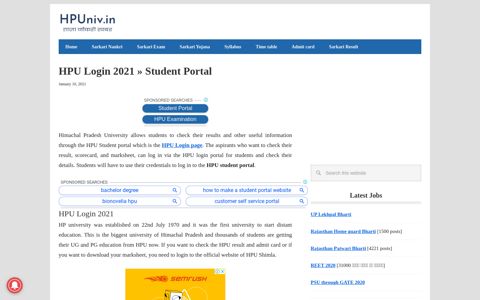 HPU Login 2020 | HPU Student portal login » Himachal ...