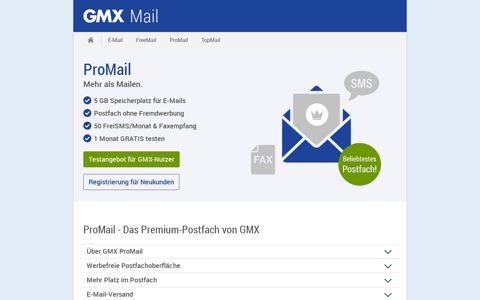 GMX ProMail - Mehr als E-Mail mit dem Profi-Postfach