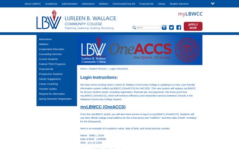 Login Instructions | Lurleen B. Wallace Community College