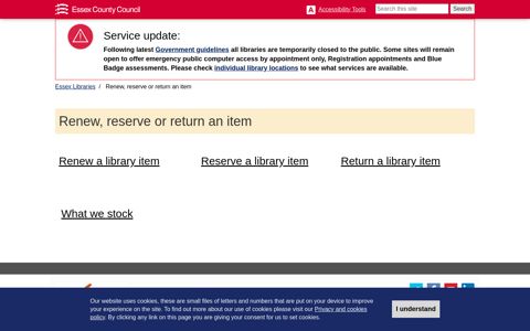Renew, reserve or return an item - Essex Libraries