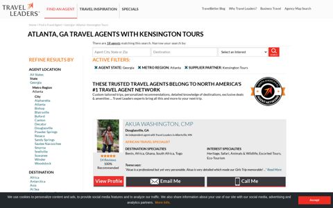 Atlanta, GA Travel Agents with Kensington Tours
