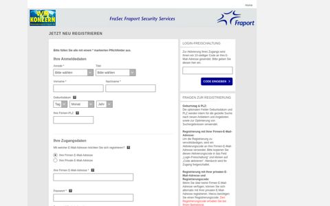 FraSec Fraport Security Services GmbH | Registrierung