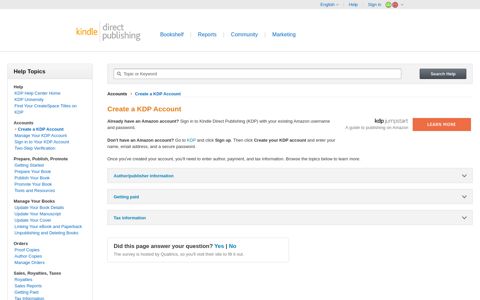 Create a KDP Account - Amazon KDP
