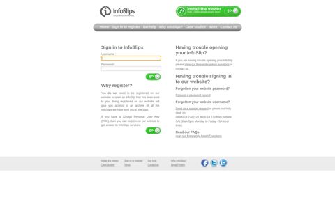 Sign in to InfoSlips or register on the website - InfoSlips