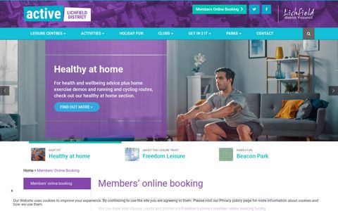 Members' online booking - Lichfield