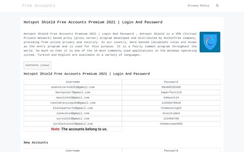 Hotspot Shield Free Accounts Premium 2020 | Login And ...