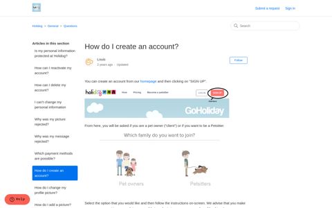 How do I create an account? – Holidog