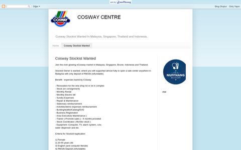 Cosway Stockist Wanted - Cosway
