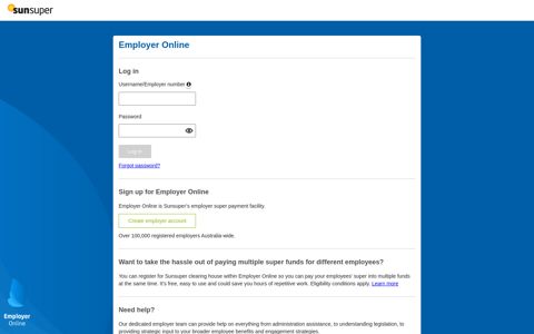 Login to Employer Online - Sunsuper