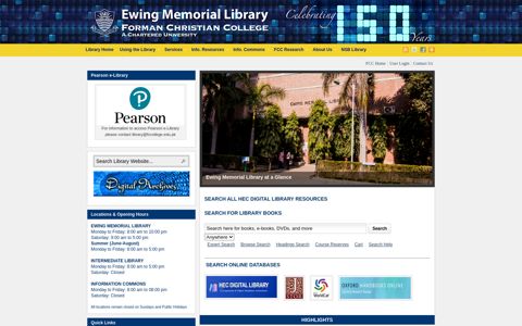 FCC Ewing Memorial Library | Forman Christian College - A ...
