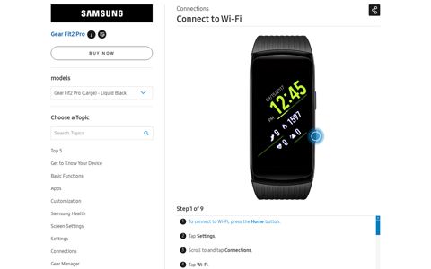 Connect to Wi-Fi | Gear Fit2 Pro - Samsung Smart Simulator