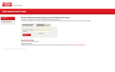 Rote MasterCard® Karte - Anmeldung - Ikano Bank SE!
